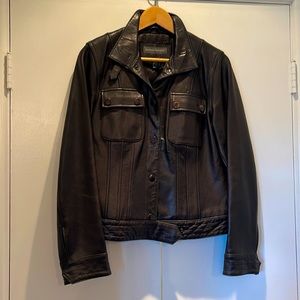 Black Leather Women’s Motto Style Jacket - Banana Republic -  size Med